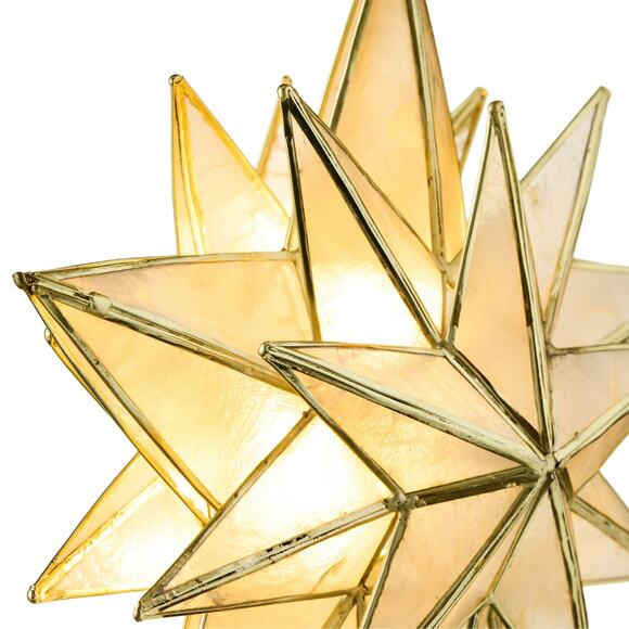 Lit Capiz Shell Gold Star Christmas Tree Topper 10.5" Holiday Decor Nativity - Picture 6 of 7